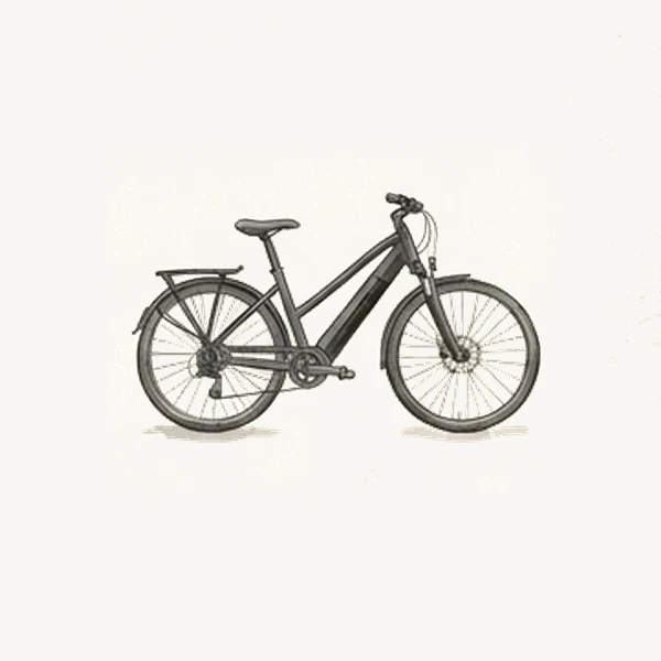 Watercolour illustration of an electric bike